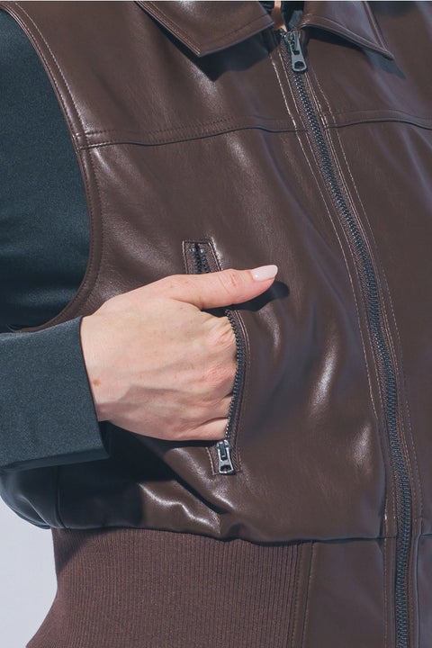Faux Leather Zip Up Vest