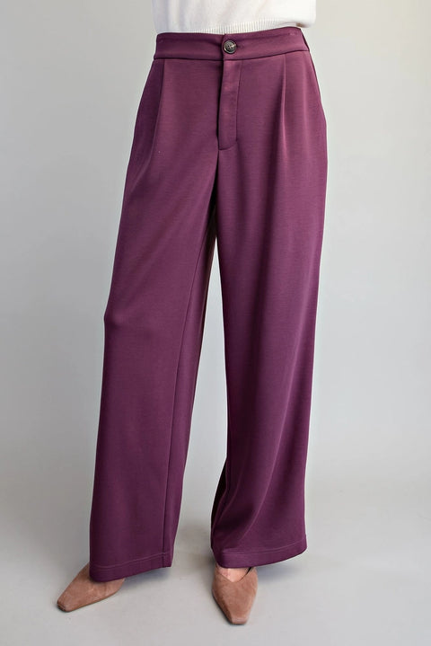 Pleated Elastic Back Waist Pants