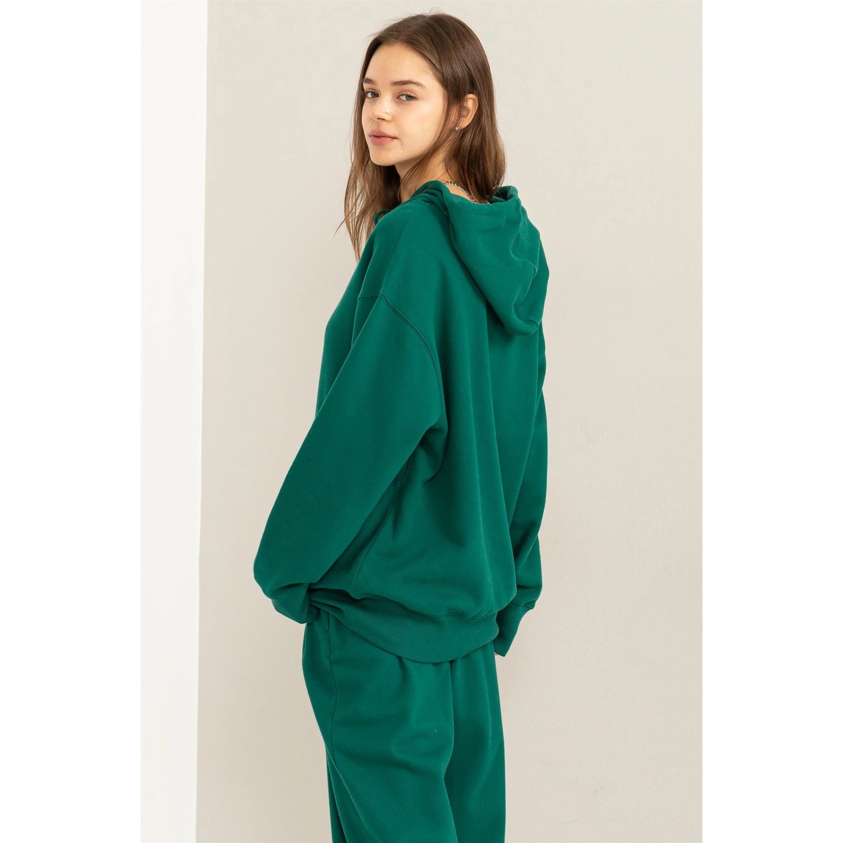 Weekend Chiller Drop Shoulder Oversized Hoodie - Green-Clothing - Women-Street 360-Green-S-Urbanheer