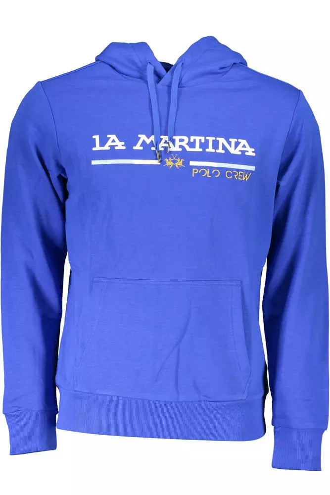 La Martina Chic Blue Embroidered Hooded Sweatshirt-La Martina-3XL-Urbanheer