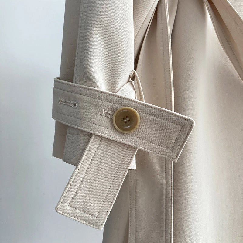 Draping British Loose Mid-Length Over The Knee Trench Coat Beige-Coat-Blak Wardrob-S-Urbanheer