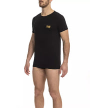 Cavalli Class Black Cotton Men T-Shirt-Cavalli Class-S-Urbanheer