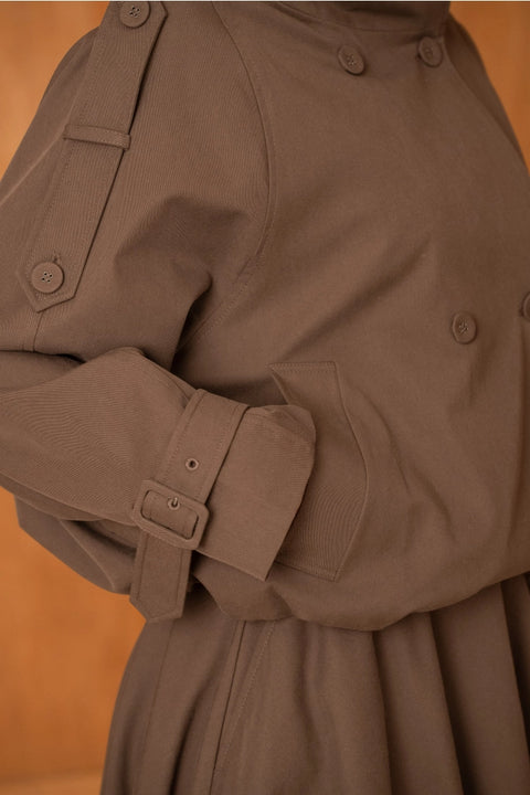 Urban Short Oversized Trench-Style Jacket with A Wrap Collar