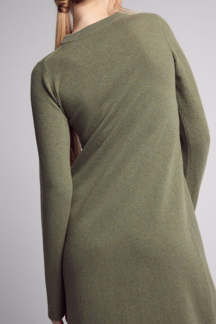 Zoe Cashmere Knitted Long Sleeve Dress Green