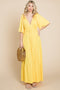Culture Code Backless Plunge Half Sleeve Tiered Dress-Street 360-LEMONADE-S-Urbanheer