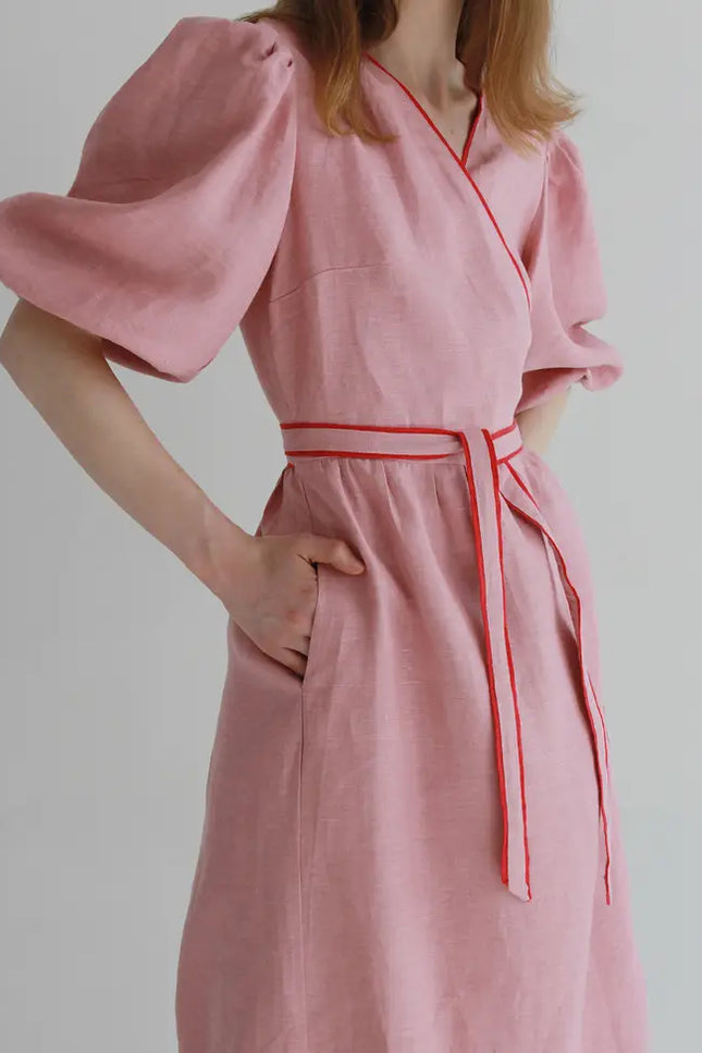 "Diana" Pink Linen Dress-Nich Linen-Urbanheer