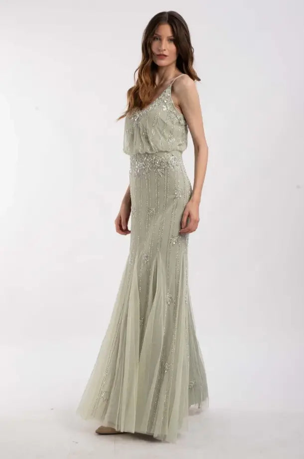 Keeva Maxi Dress - Pale Aqua-lace and beads-6-Urbanheer