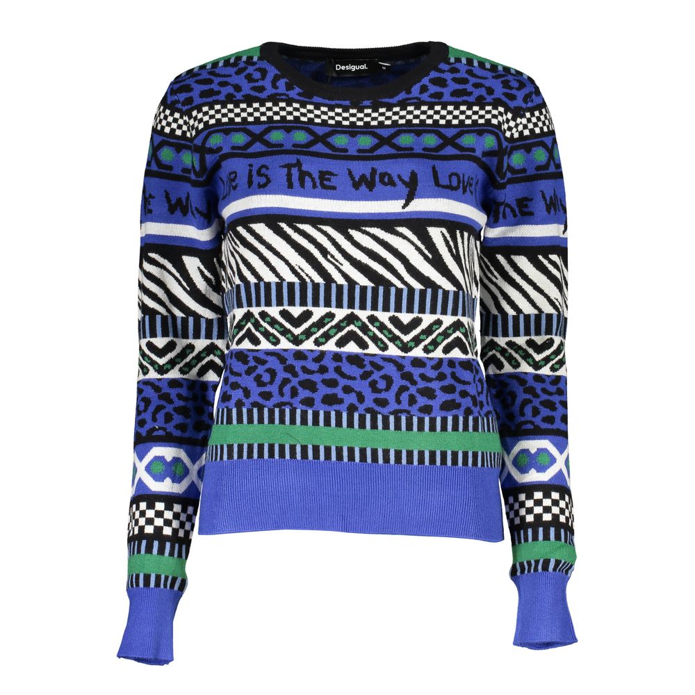 Desigual Elegant Crew Neck Sweater with Contrast Details-Desigual-S-Urbanheer