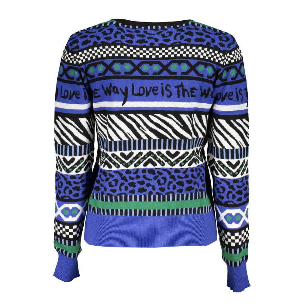 Desigual Elegant Crew Neck Sweater with Contrast Details-Desigual-S-Urbanheer