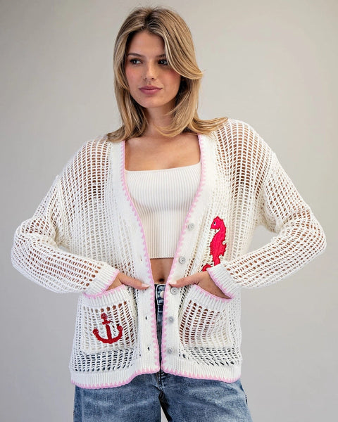 Coastal Inspired Open Knit Cardigan
