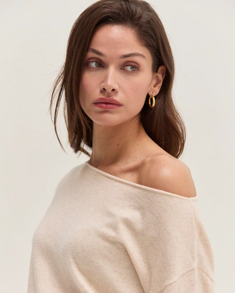 Cassie Cinched Waist Boatneck Sweater Top