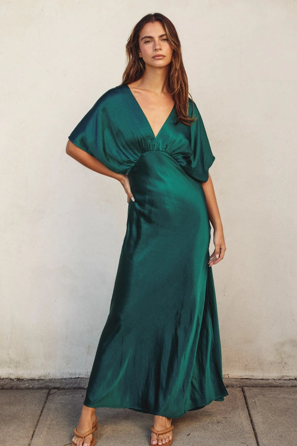Reflection Blouson Maxi Dress Hunter Green-Maxi Dress-Dress Forum-S-Urbanheer