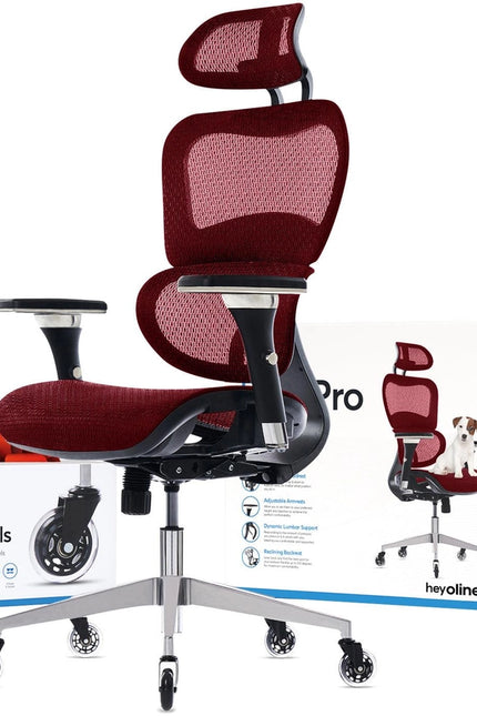 Ergopro Ergonomic Office Chair-Office Chairs-Oline-Burgundy Red-Urbanheer