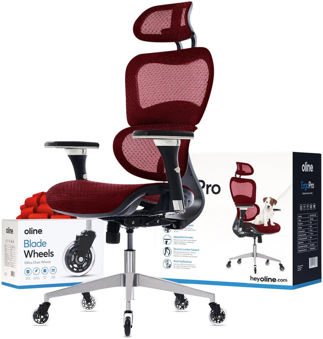 Ergopro Ergonomic Office Chair-Office Chairs-Oline-Burgundy Red-Urbanheer