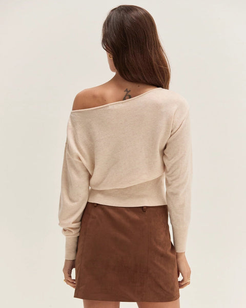 Cassie Cinched Waist Boatneck Sweater Top