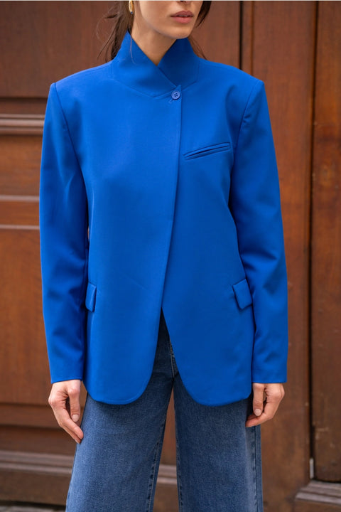 Timeless Structured Jacket with Fold-Down Officer Collar