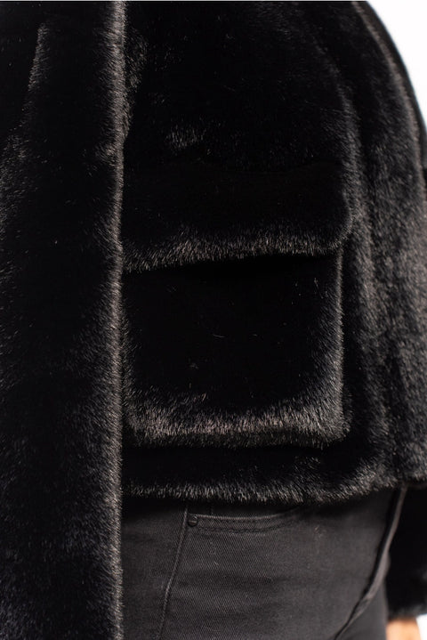 Synthetic Fur Jacket with Patch Pockets
