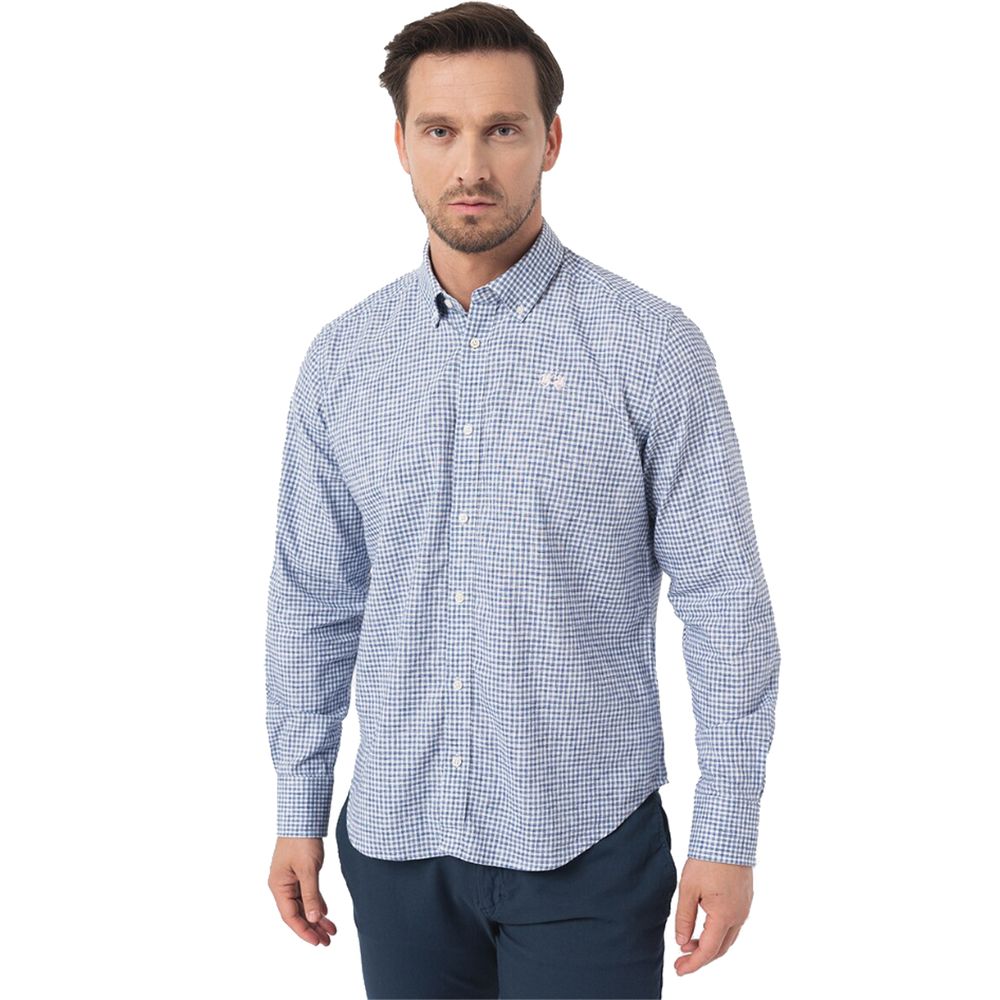 La Martina Elegant Checkered Cotton Shirt with Embroidered Logo-La Martina-S-Urbanheer