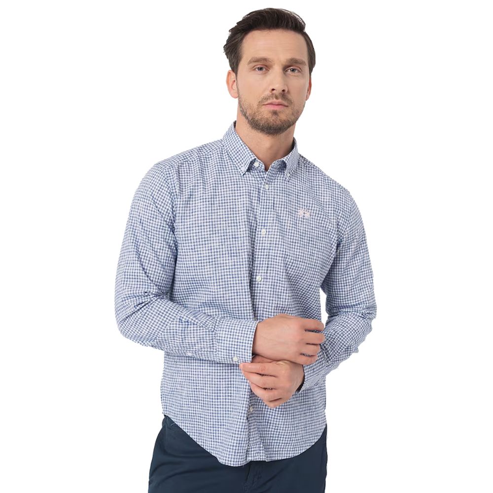 La Martina Elegant Checkered Cotton Shirt with Embroidered Logo-La Martina-S-Urbanheer