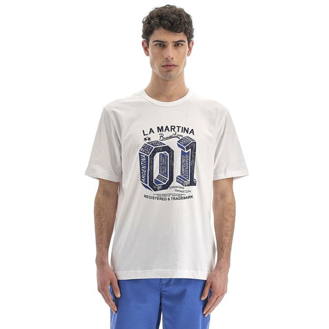 La Martina Equestrian Chic White Cotton Tee-La Martina-XXL-Urbanheer