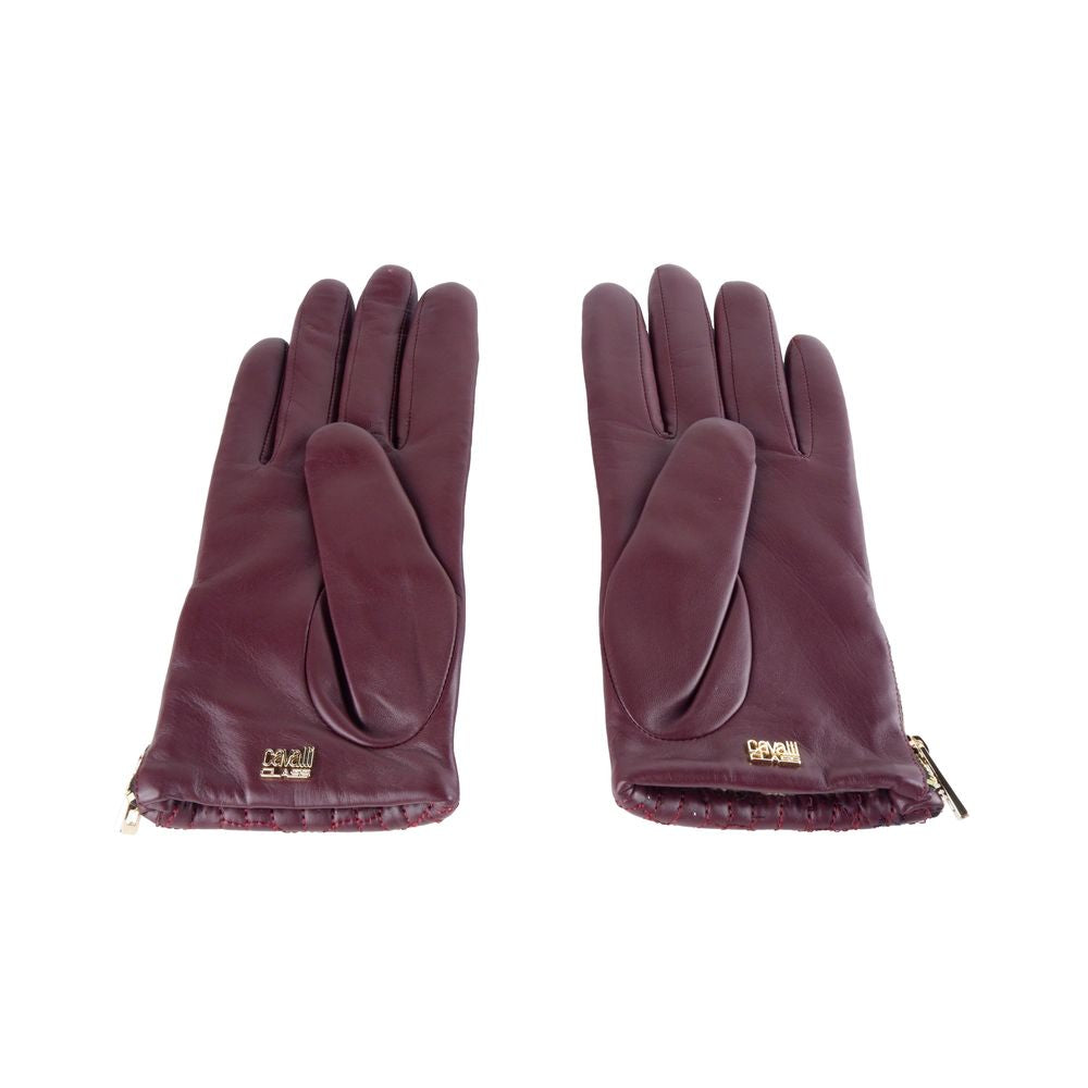 Cavalli Class Red Lambskin Women Glove-Cavalli Class-7.5|S-Urbanheer