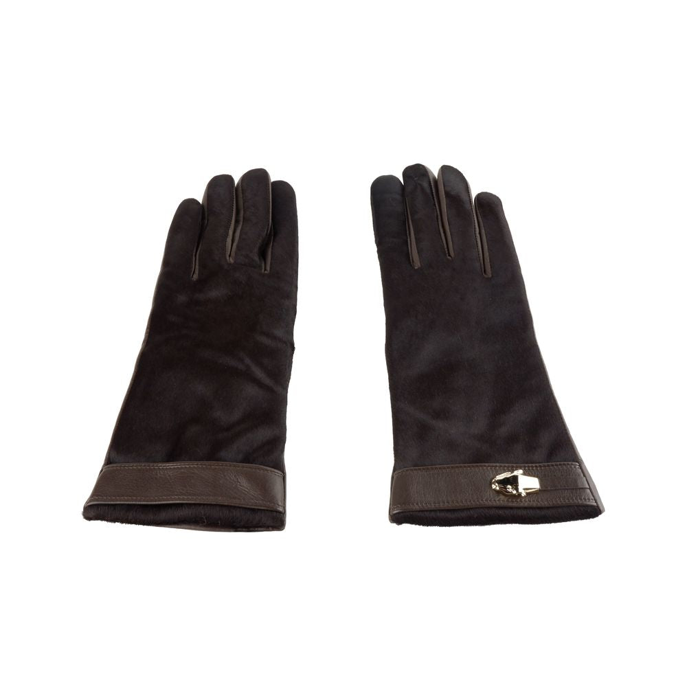 Cavalli Class Brown Cowhide Women Glove-Cavalli Class-7|S-Urbanheer