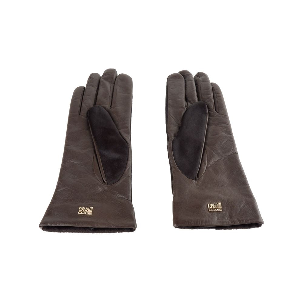 Cavalli Class Brown Cowhide Women Glove-Cavalli Class-7|S-Urbanheer
