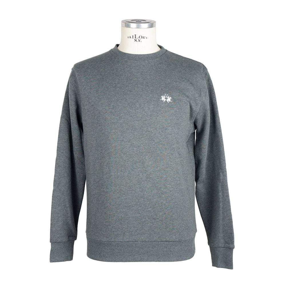 La Martina Gray Cotton Men Sweater-La Martina-XL-Urbanheer