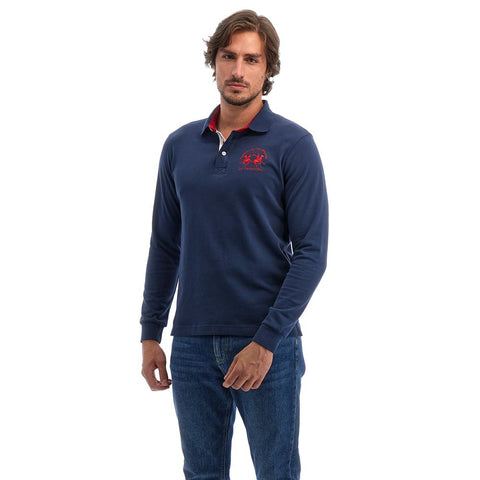 La Martina Blue Cotton Polo Shirt-La Martina-3XL-Urbanheer