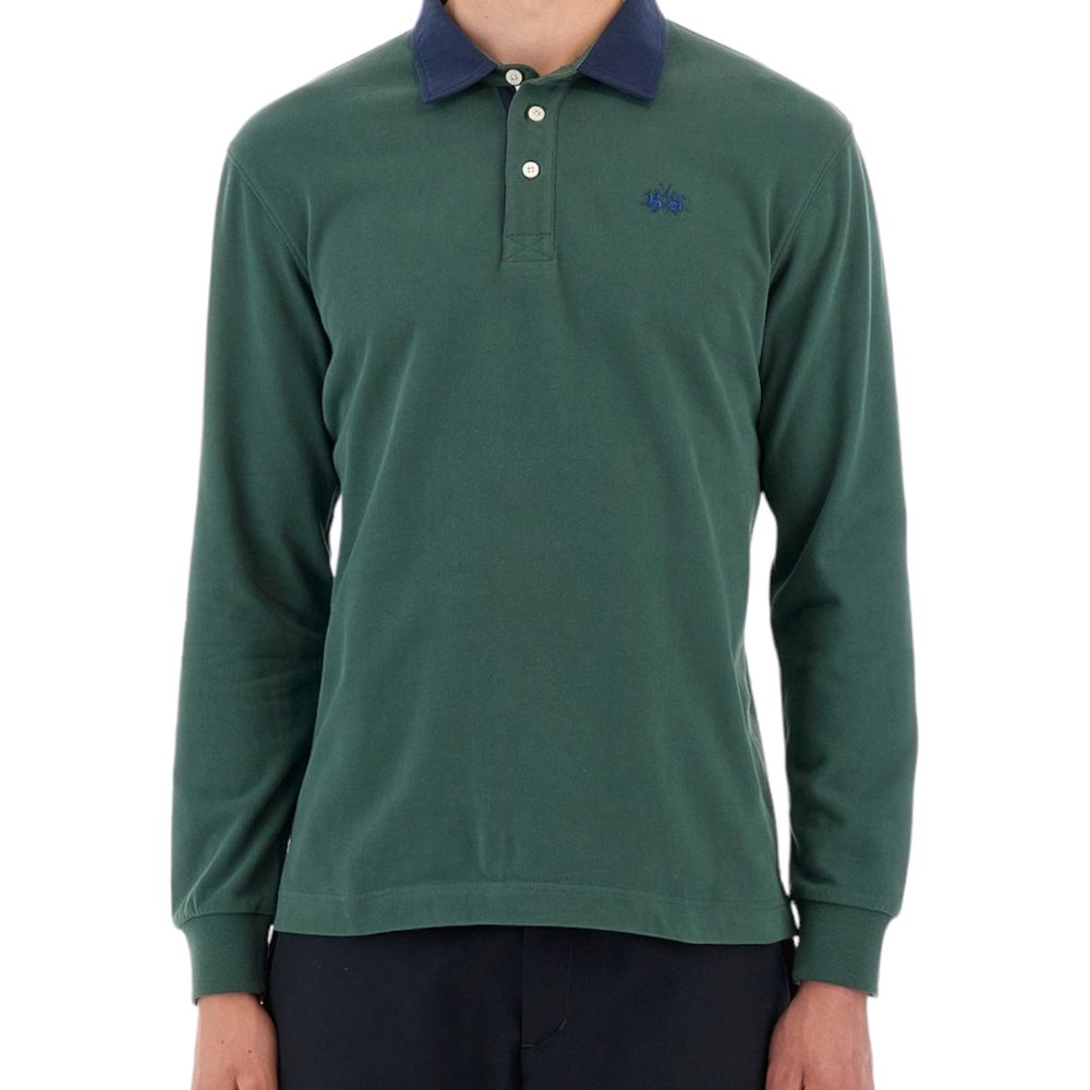 La Martina Green Cotton Polo Shirt-La Martina-S-Urbanheer
