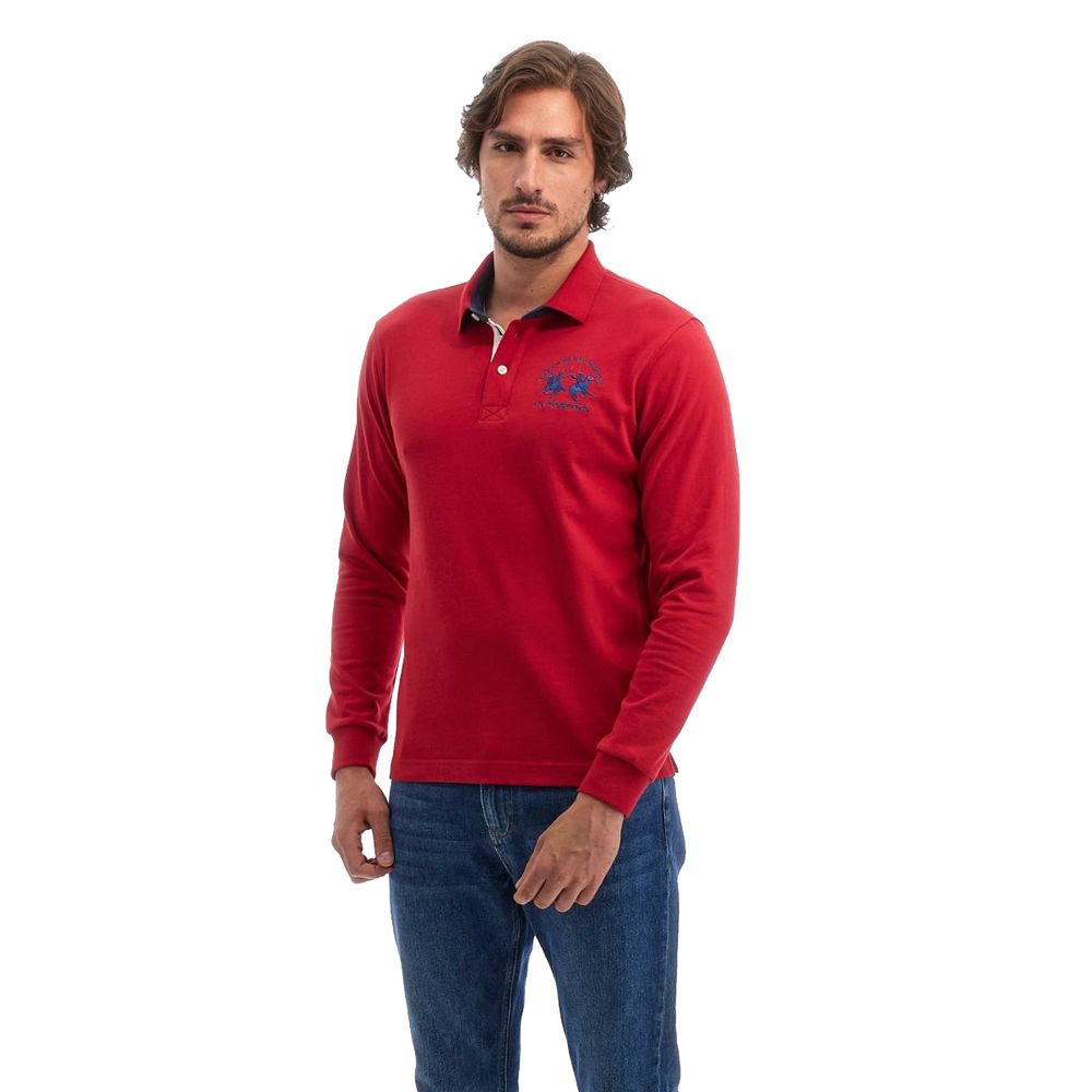 La Martina Red Cotton Polo Shirt-La Martina-XXL-Urbanheer