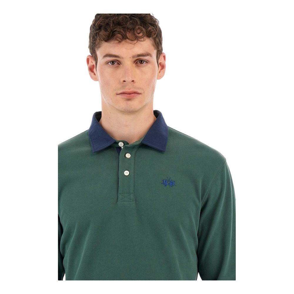 La Martina Green Cotton Polo Shirt-La Martina-S-Urbanheer