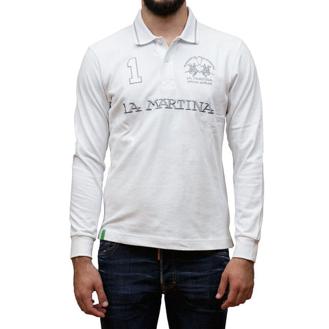 La Martina White Cotton Polo Shirt-La Martina-XL-Urbanheer