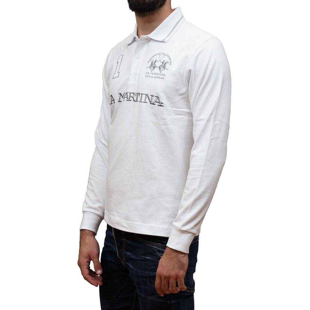 La Martina White Cotton Polo Shirt-La Martina-XL-Urbanheer