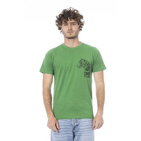 Cavalli Class Green Cotton Men T-Shirt-Cavalli Class-L-Urbanheer