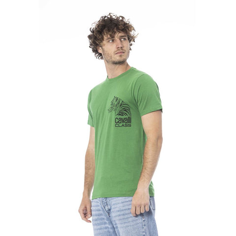 Cavalli Class Green Cotton Men T-Shirt-Cavalli Class-L-Urbanheer