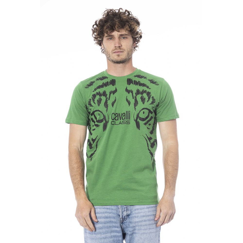 Cavalli Class Green Cotton Men T-Shirt-Cavalli Class-M-Urbanheer