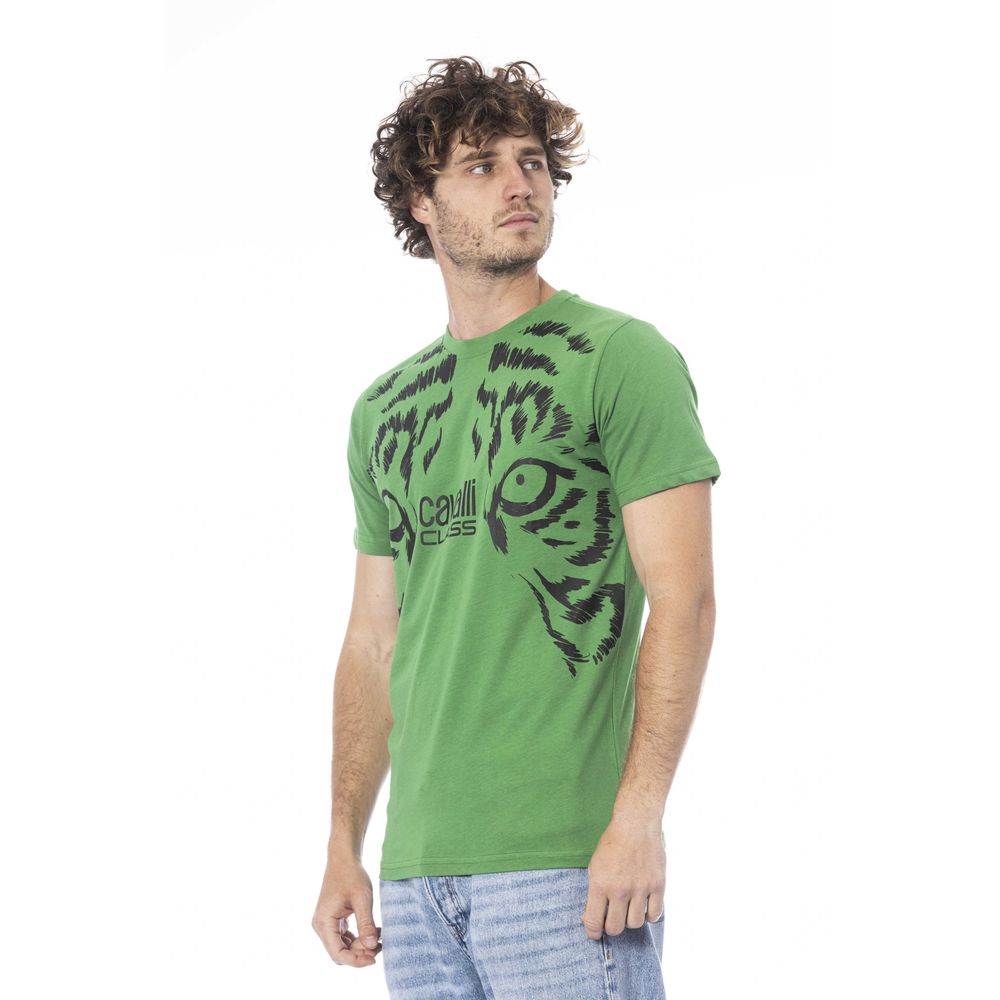 Cavalli Class Green Cotton Men T-Shirt-Cavalli Class-M-Urbanheer