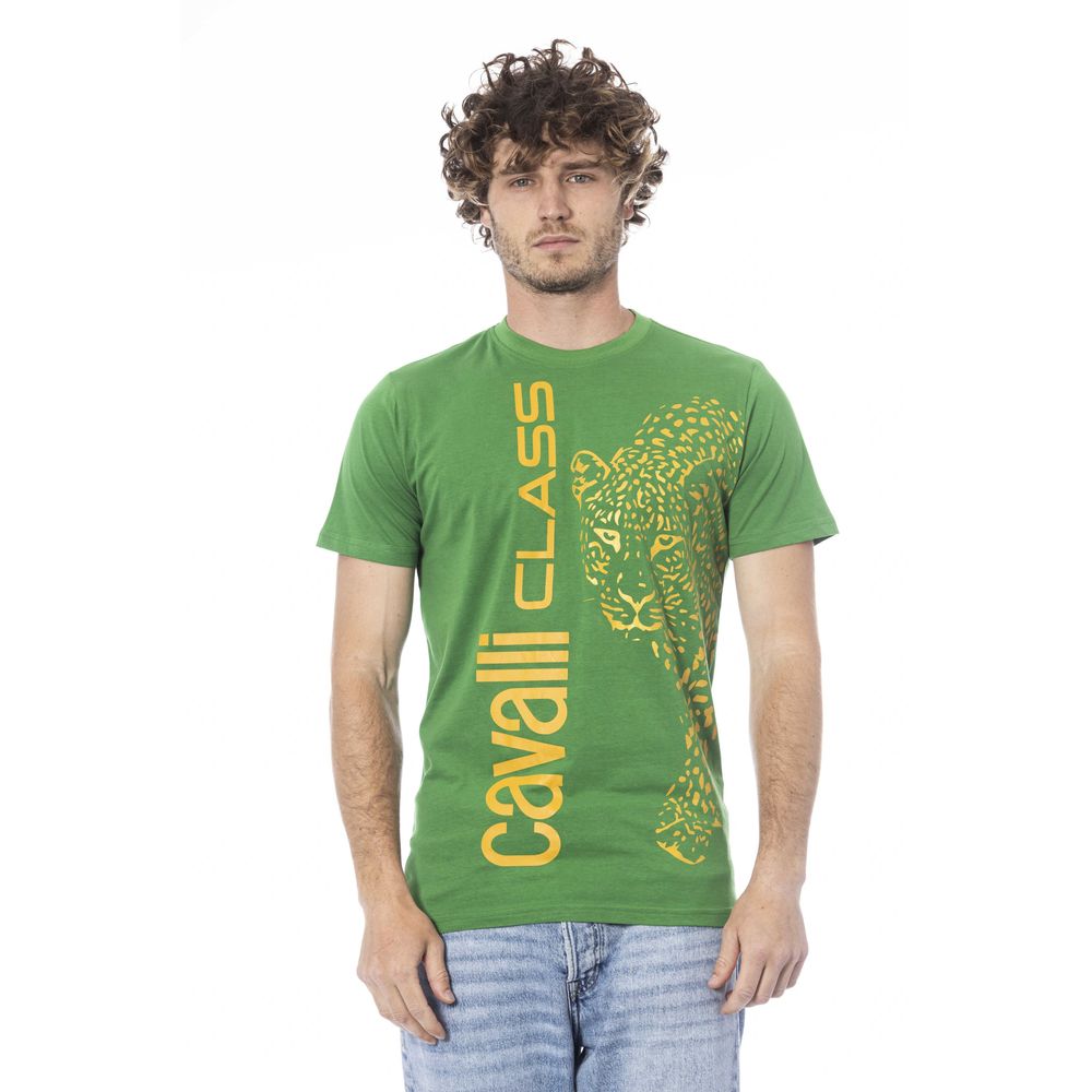 Cavalli Class Green Cotton Men T-Shirt-Cavalli Class-M-Urbanheer