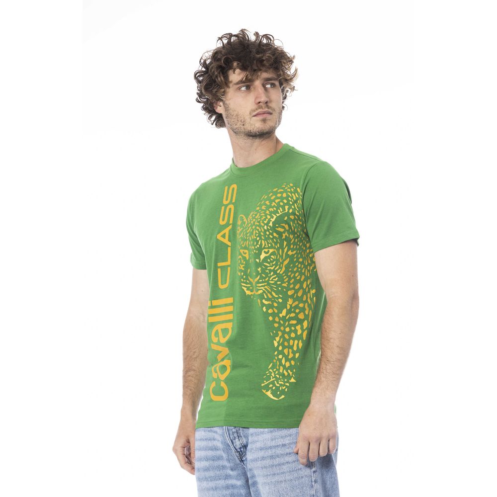 Cavalli Class Green Cotton Men T-Shirt-Cavalli Class-M-Urbanheer