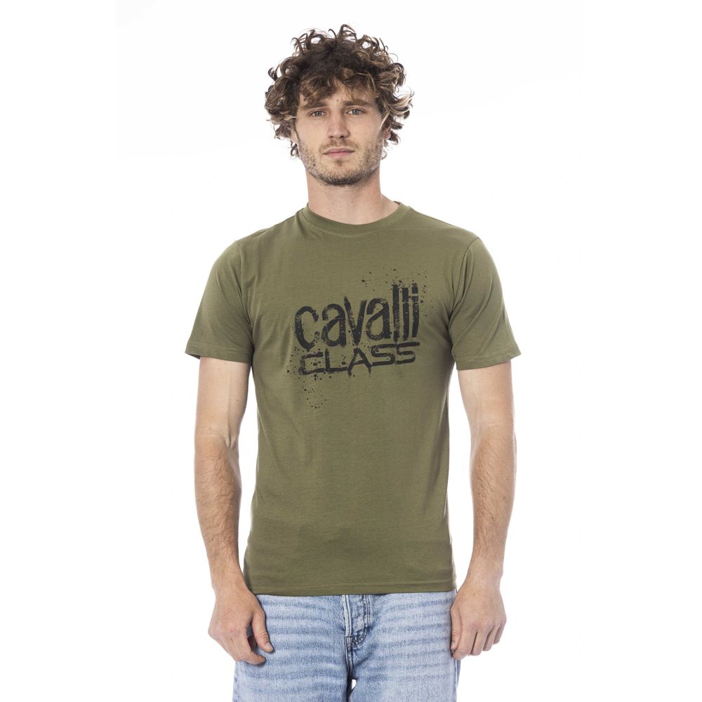 Cavalli Class "Green Cotton Men T-Shirt"-Cavalli Class-L-Urbanheer