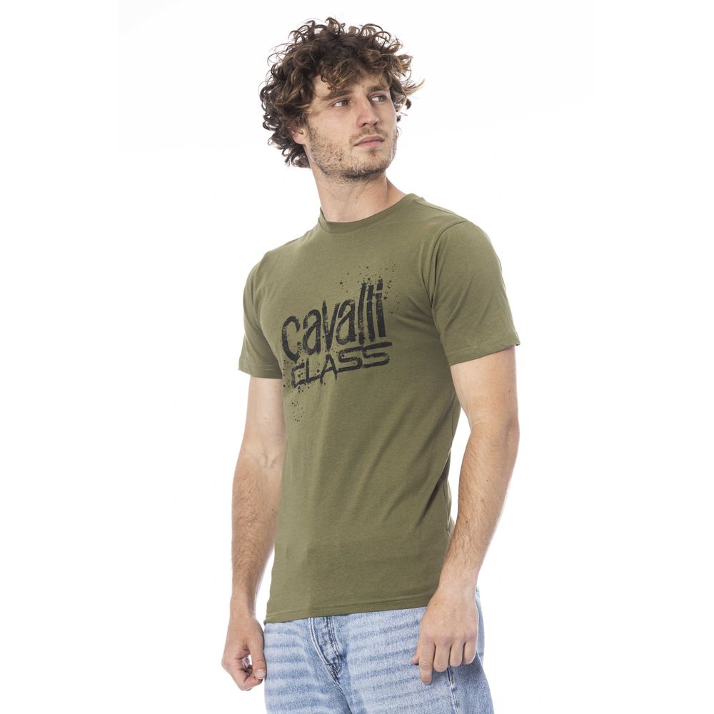 Cavalli Class "Green Cotton Men T-Shirt"-Cavalli Class-L-Urbanheer