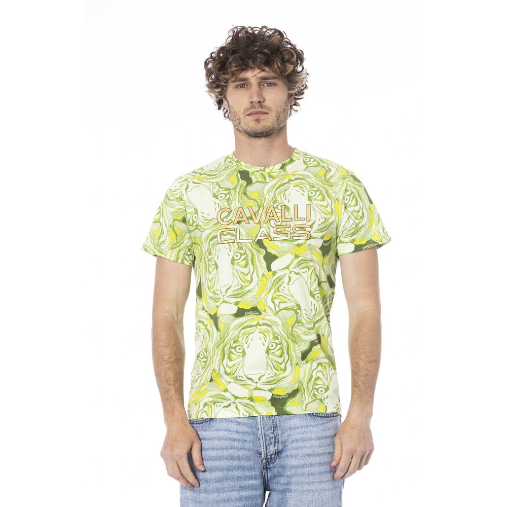 Cavalli Class Green Cotton Men T-Shirt-Cavalli Class-M-Urbanheer