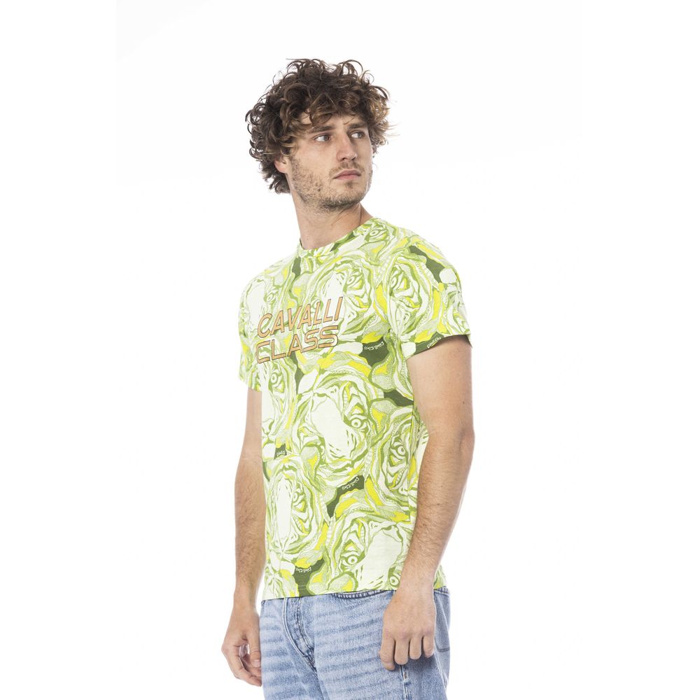 Cavalli Class Green Cotton Men T-Shirt-Cavalli Class-M-Urbanheer