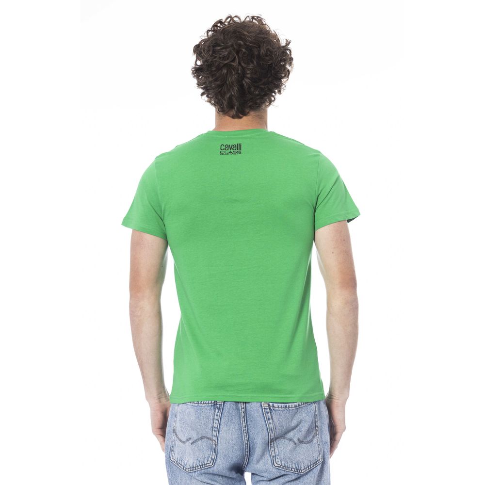 Cavalli Class Green Cotton Men T-Shirt-Cavalli Class-M-Urbanheer