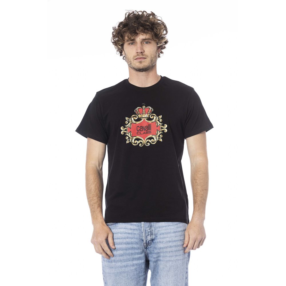 Cavalli Class Black Cotton Men T-Shirt-Cavalli Class-L-Urbanheer