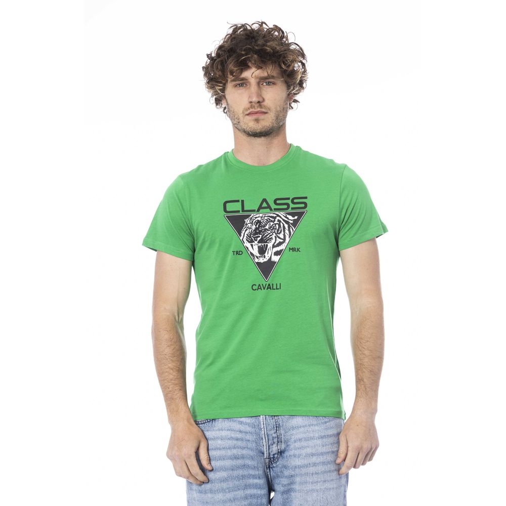 Cavalli Class Green Cotton Men T-Shirt-Cavalli Class-M-Urbanheer