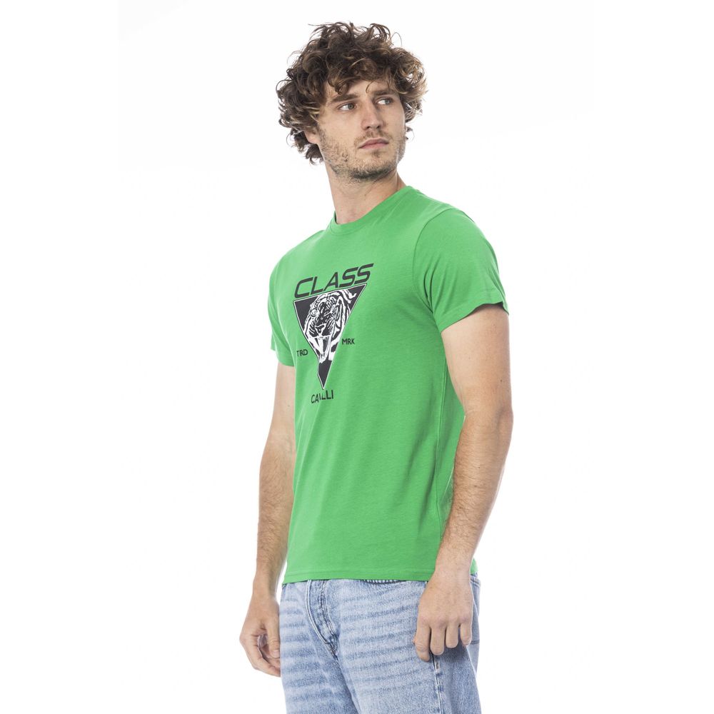 Cavalli Class Green Cotton Men T-Shirt-Cavalli Class-M-Urbanheer