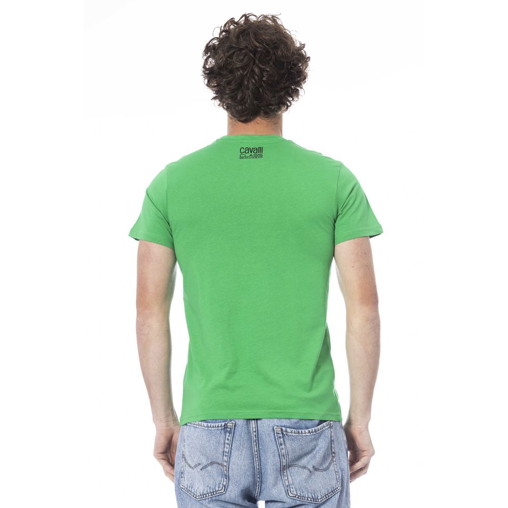 Cavalli Class Green Cotton Men T-Shirt-Cavalli Class-M-Urbanheer