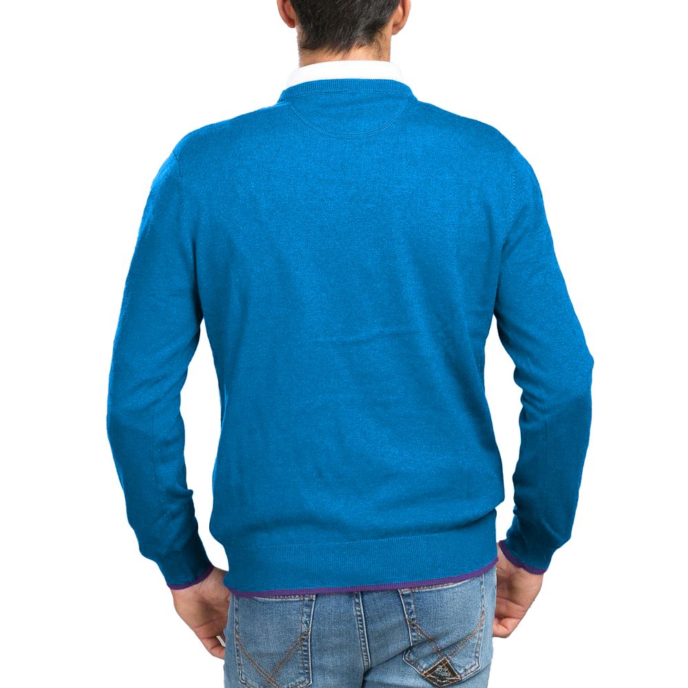 La Martina Light Blue Cotton Men Sweater-La Martina-S-Urbanheer